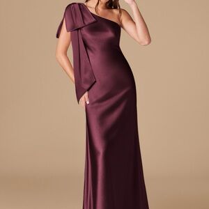Azazie Elegant One-Shoulder Burgundy Dress